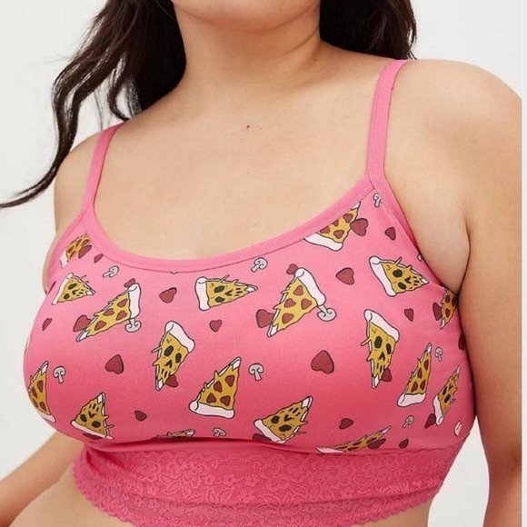 torrid Other - Torrid Lightly Padded Bralette - Seamless Pizza Hearts Pink Size 2